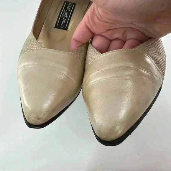 Stuart Weitzman heels size 10 C old leather pointy toe stilettos vintage 80s 90s - Picture 9 of 13
